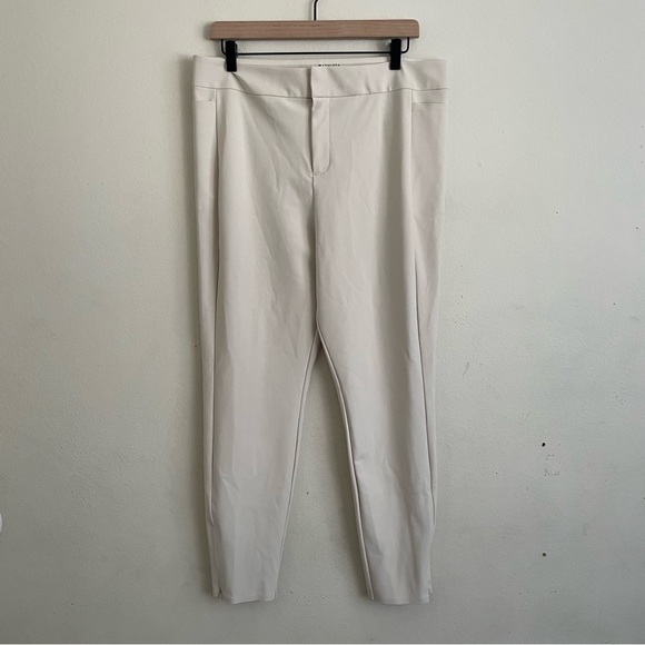 Athleta White Ankle Formal Trousers Size 14 Zip Hem Slim Fit Stretch - Picture 1 of 8